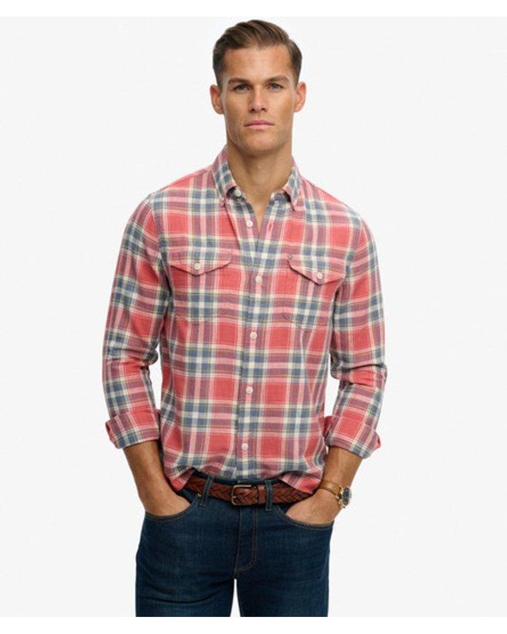 Superdry Red The Merchant Store - Lite Check Shirt for men