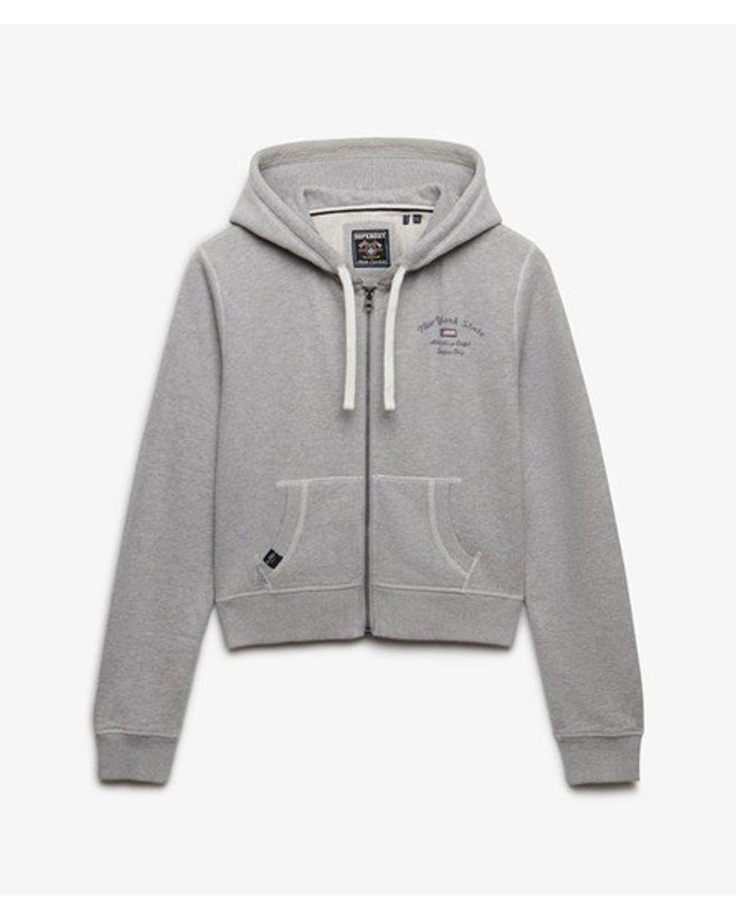 Superdry Gray & Co Athletic Essentials Cropped Zip Hoodie