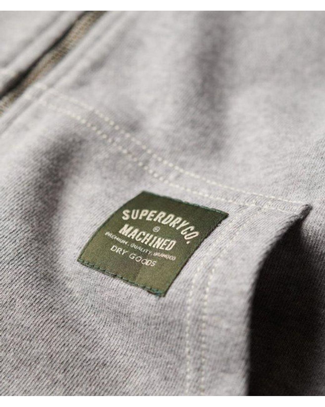 Superdry Gray & Co Contrast Stitch Relaxed Zip Hoodie for men
