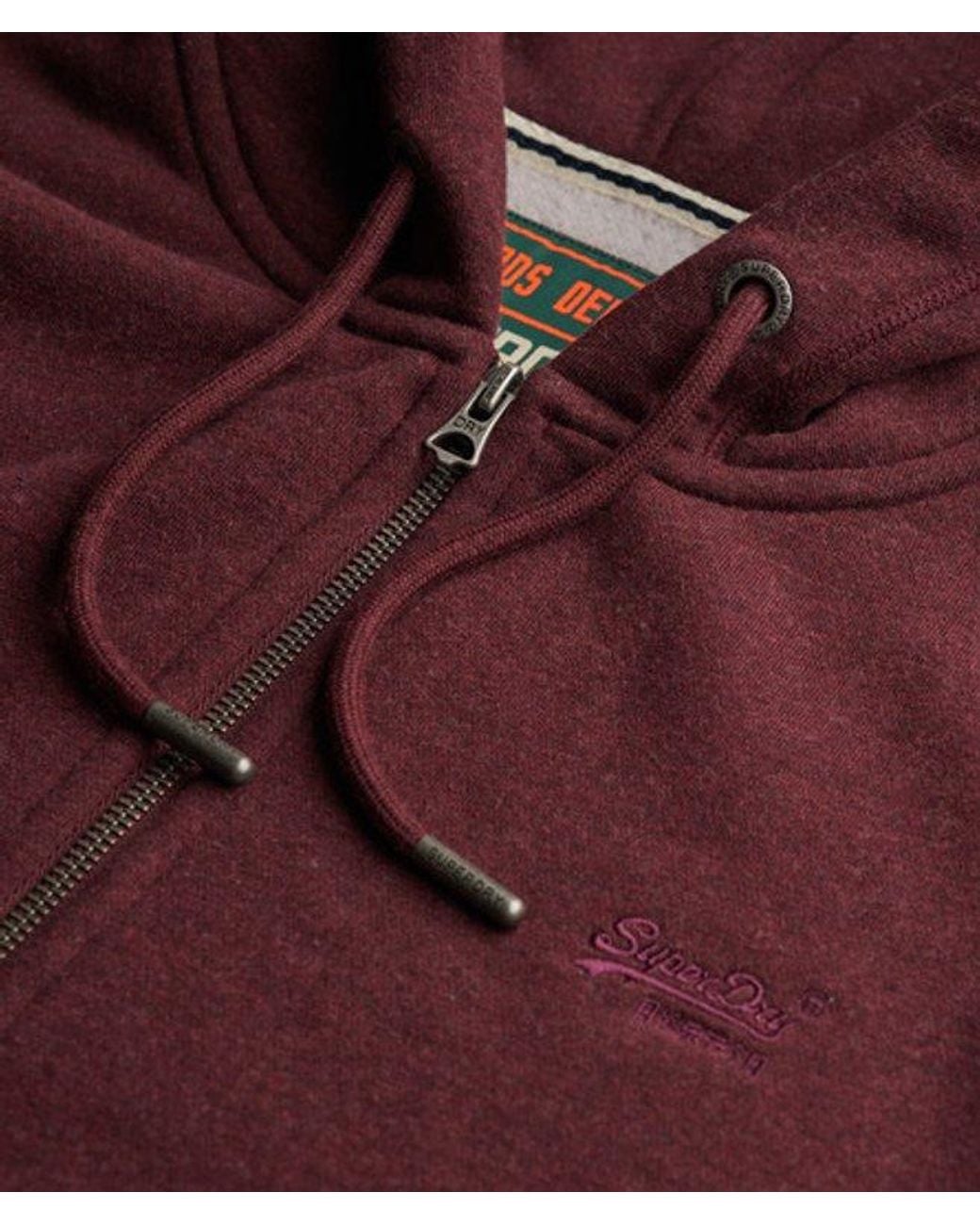 Superdry Red & Co Essential Logo Half Brushed Zip Hoodie for men