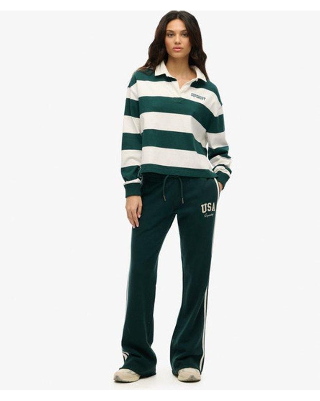 Superdry Blue Athletic Essentials Stripe Flare Joggers