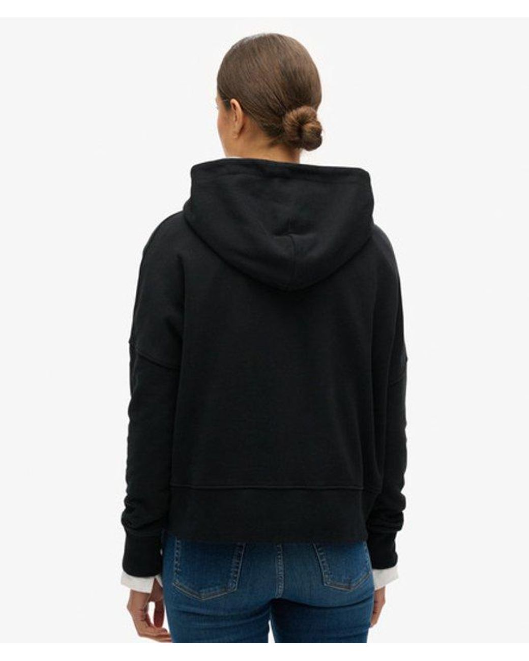 Superdry Black Core Sport Crop Box Hoodie