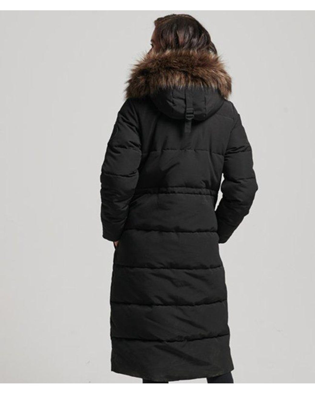 Superdry Black & Co Everest Long Faux Fur Coat