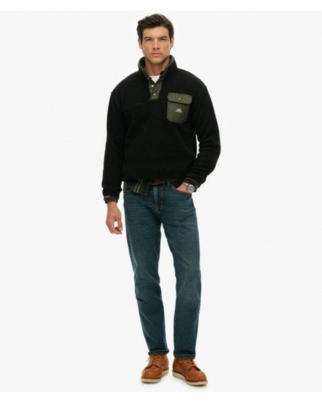 Superdry Black & Co Fuji Popper Neck Fleece for men