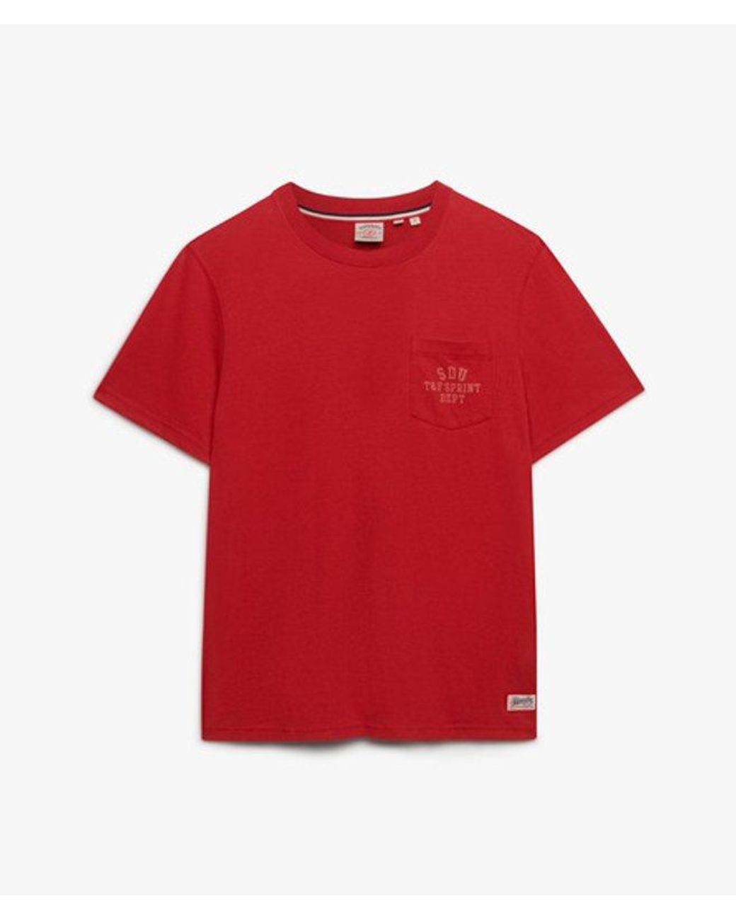 Superdry Red Vintage Prep Relaxed Pocket T-Shirt for men