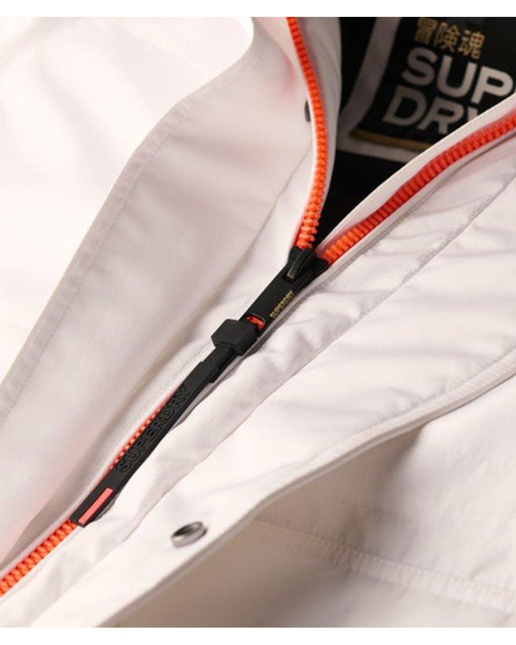 Superdry White & Co Loose Fit Logo Embossed Hood Ultimate Windbreaker Jacket