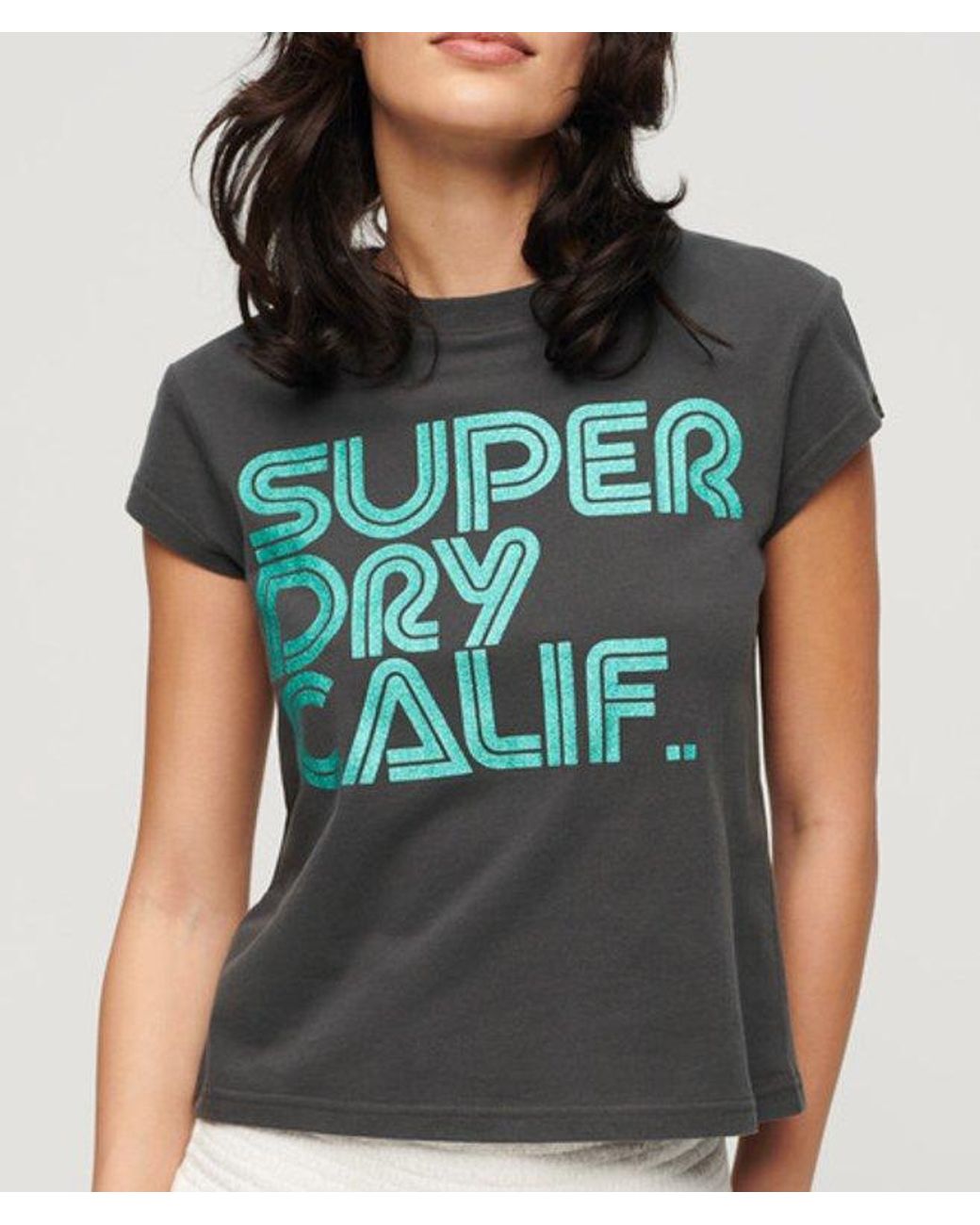 Superdry Green & Co Retro Glitter Logo T-shirt