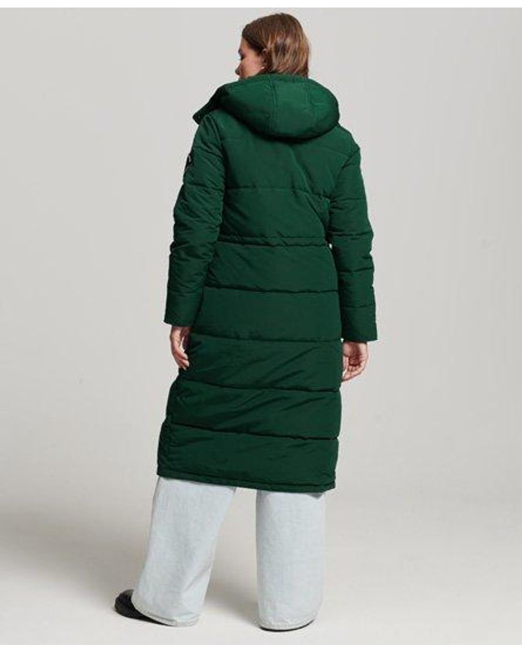 Superdry Everest Longline Puffer Coat in Green | Lyst
