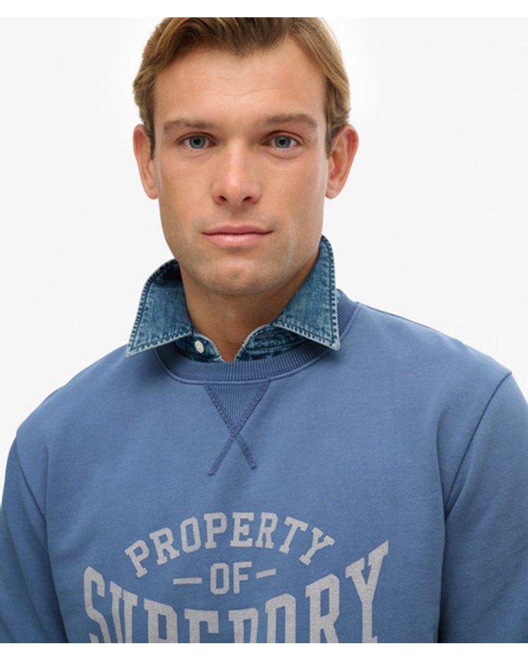 Superdry Blue & Co Athletic Essentials Crew Sweatshirt for men