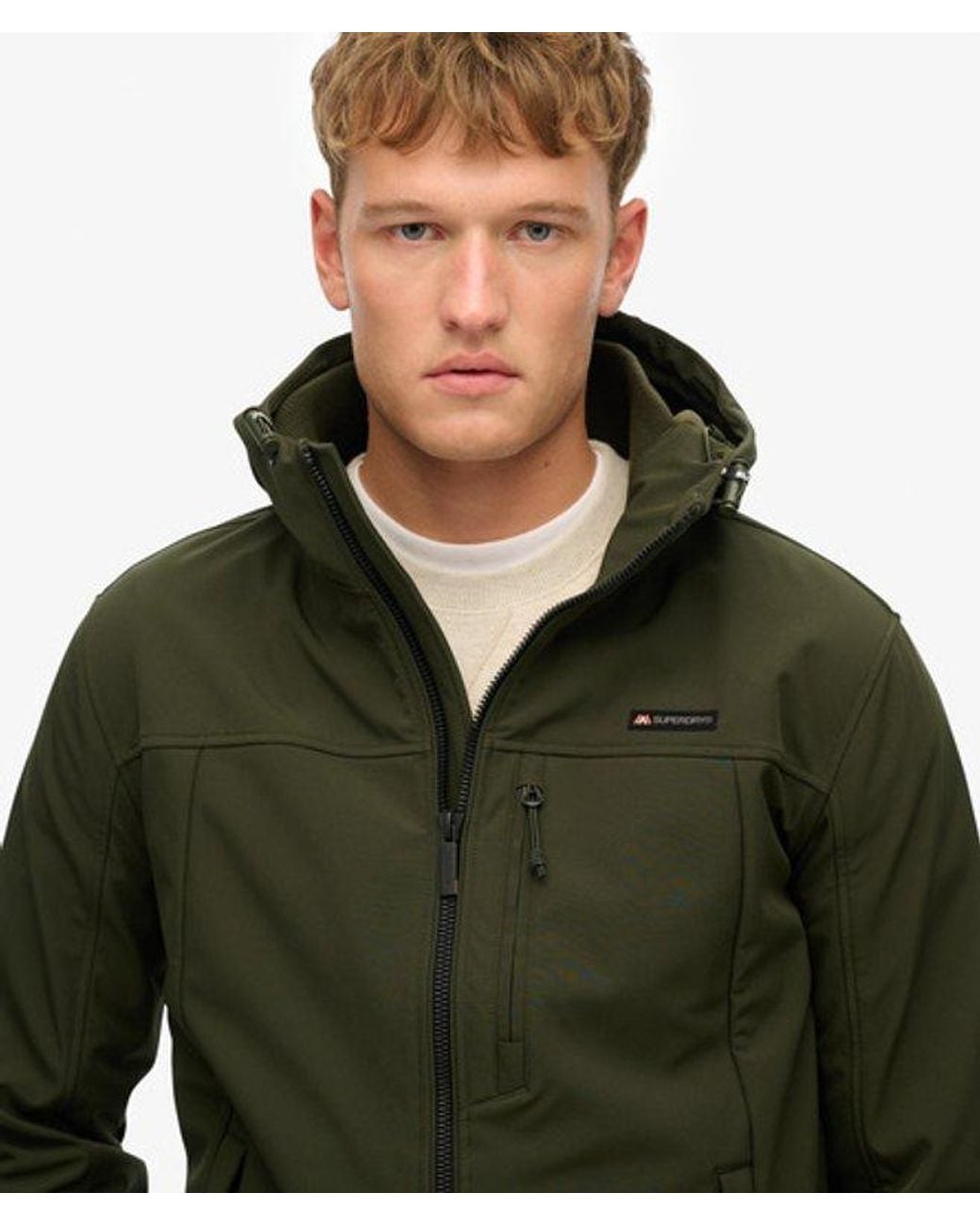 Superdry Green Hooded Soft Shell Trekker Jacket for men