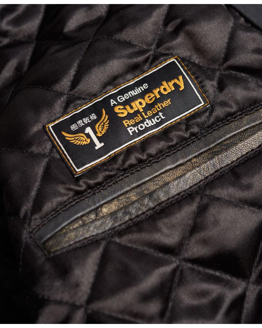 Superdry Men's Black Endurance Speed Leather Jacket