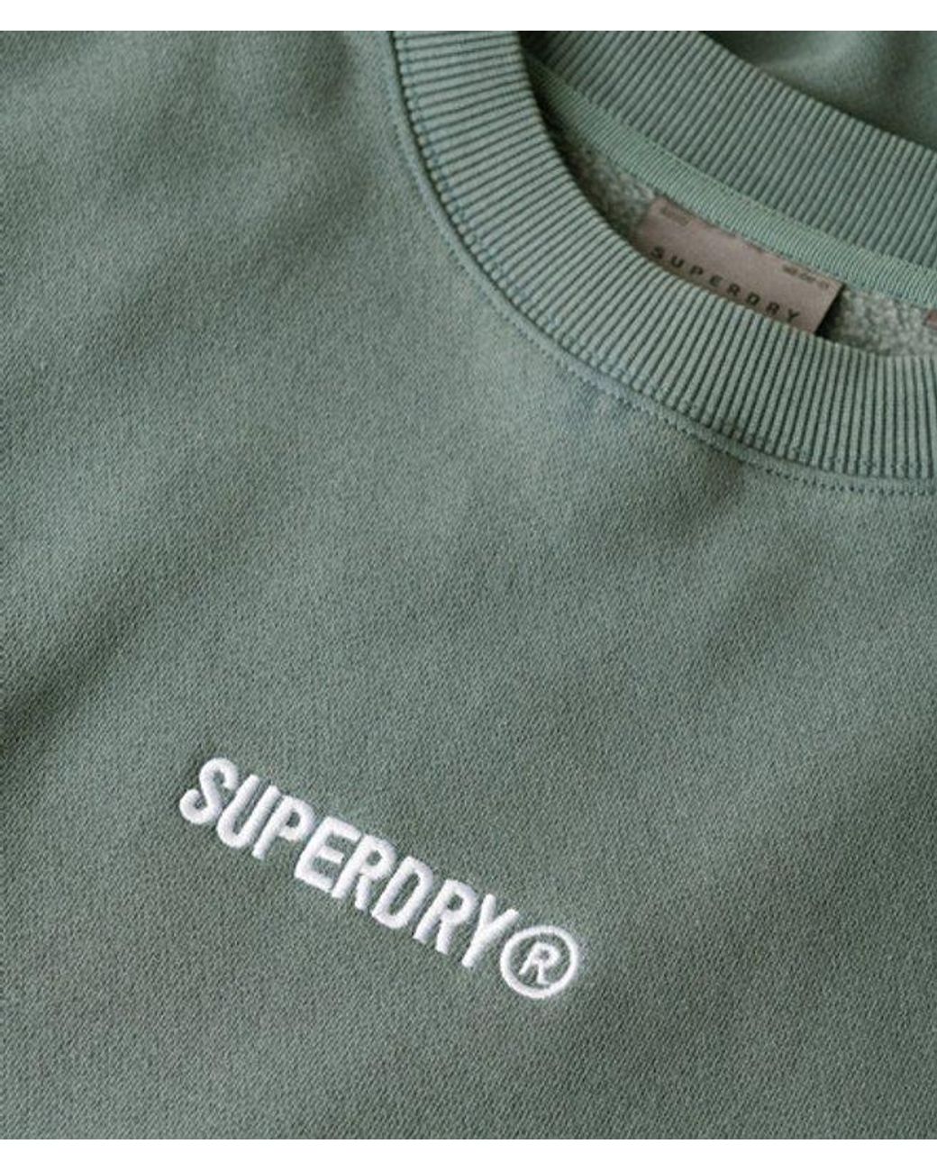 Superdry Green Micro Logo Graphic Loose Crew Sweatshirt for men