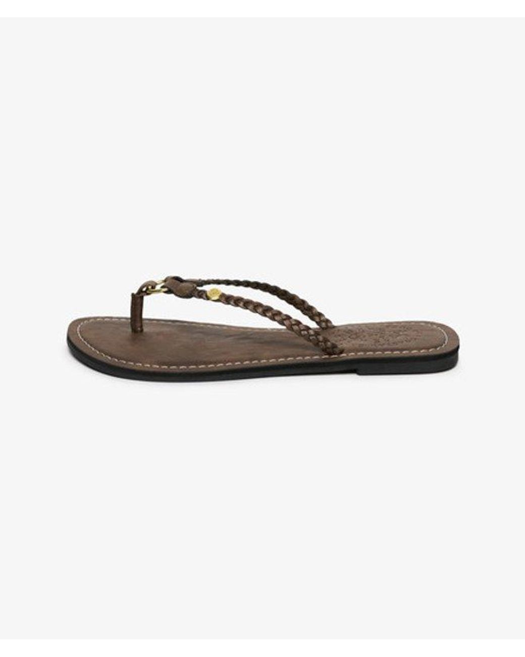 Femme Tongs Tressées En Simili Cuir Taille Superdry en coloris Brown