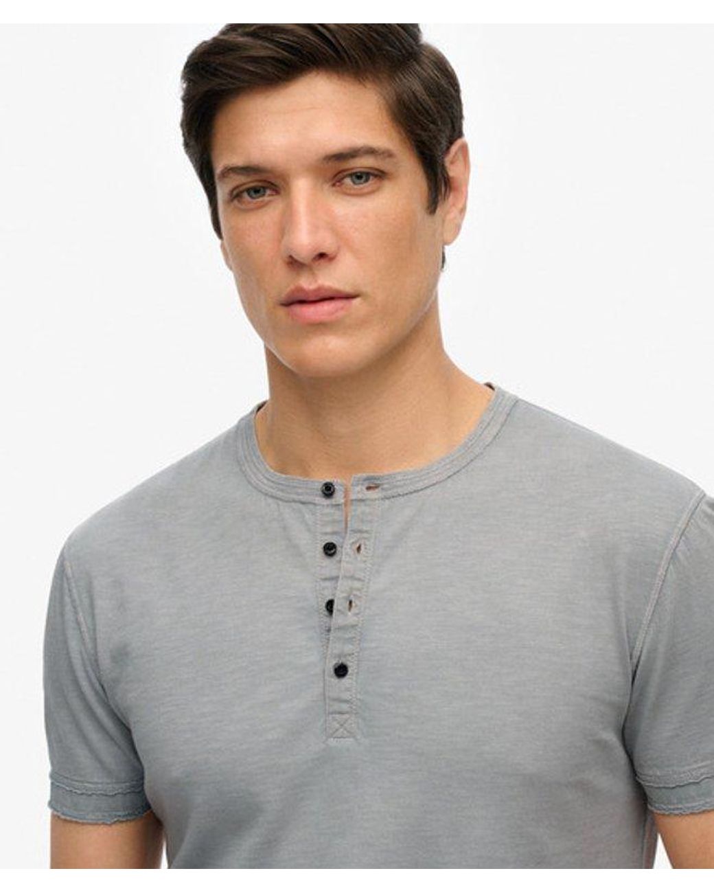 Superdry Gray & Co Slub Short Sleeve Jersey Henley Top for men