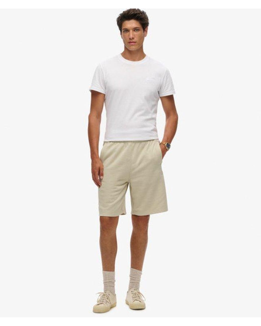 Superdry Essential Logo Jersey Shorts in het Natural voor heren