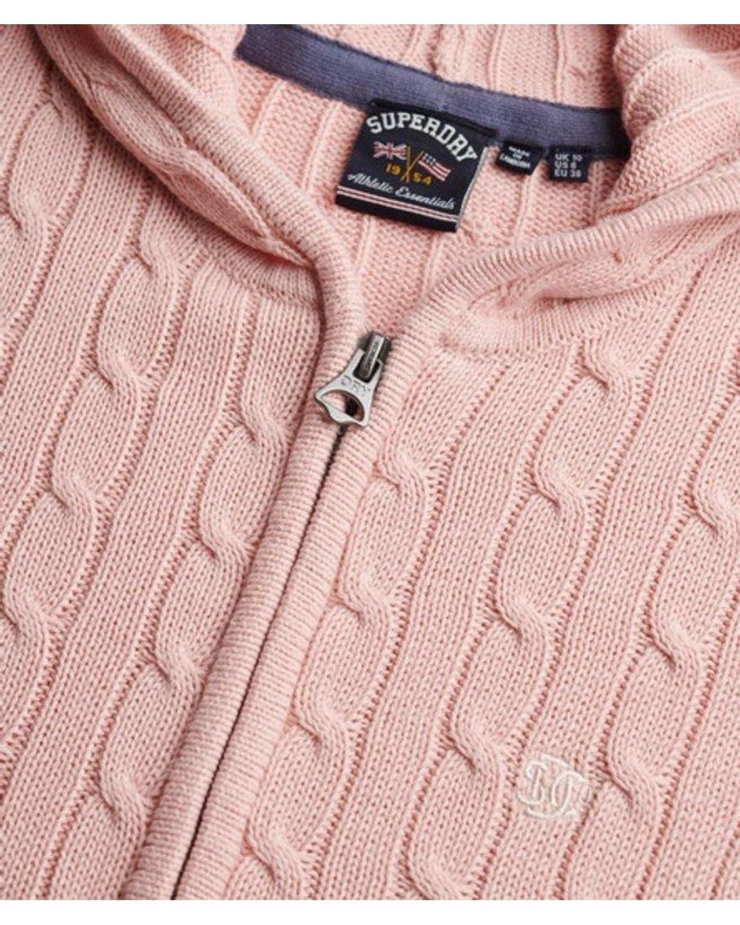 Superdry Pink & Co Cotton Cable Zip Up Hoodie