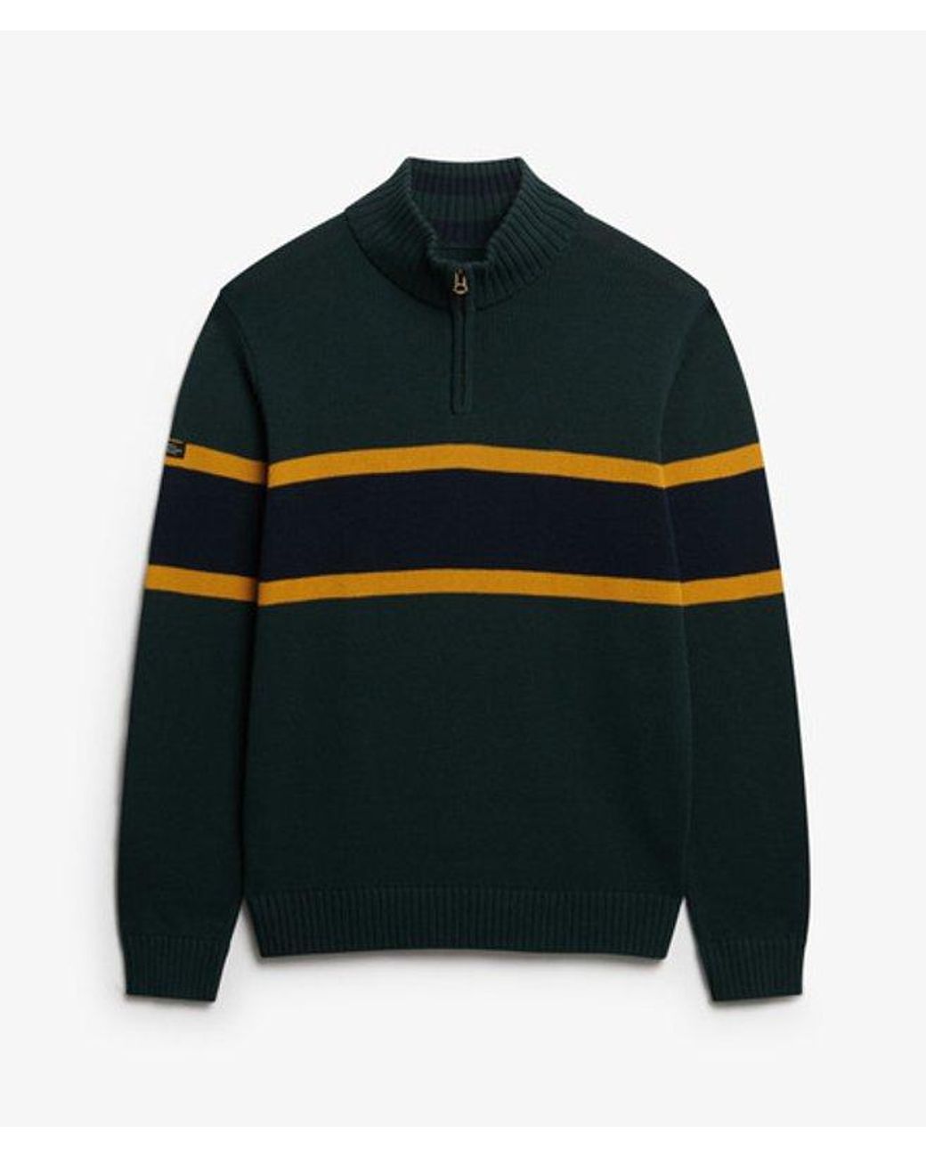 Superdry Black & Co Cotton Stripe Half Zip Knit for men