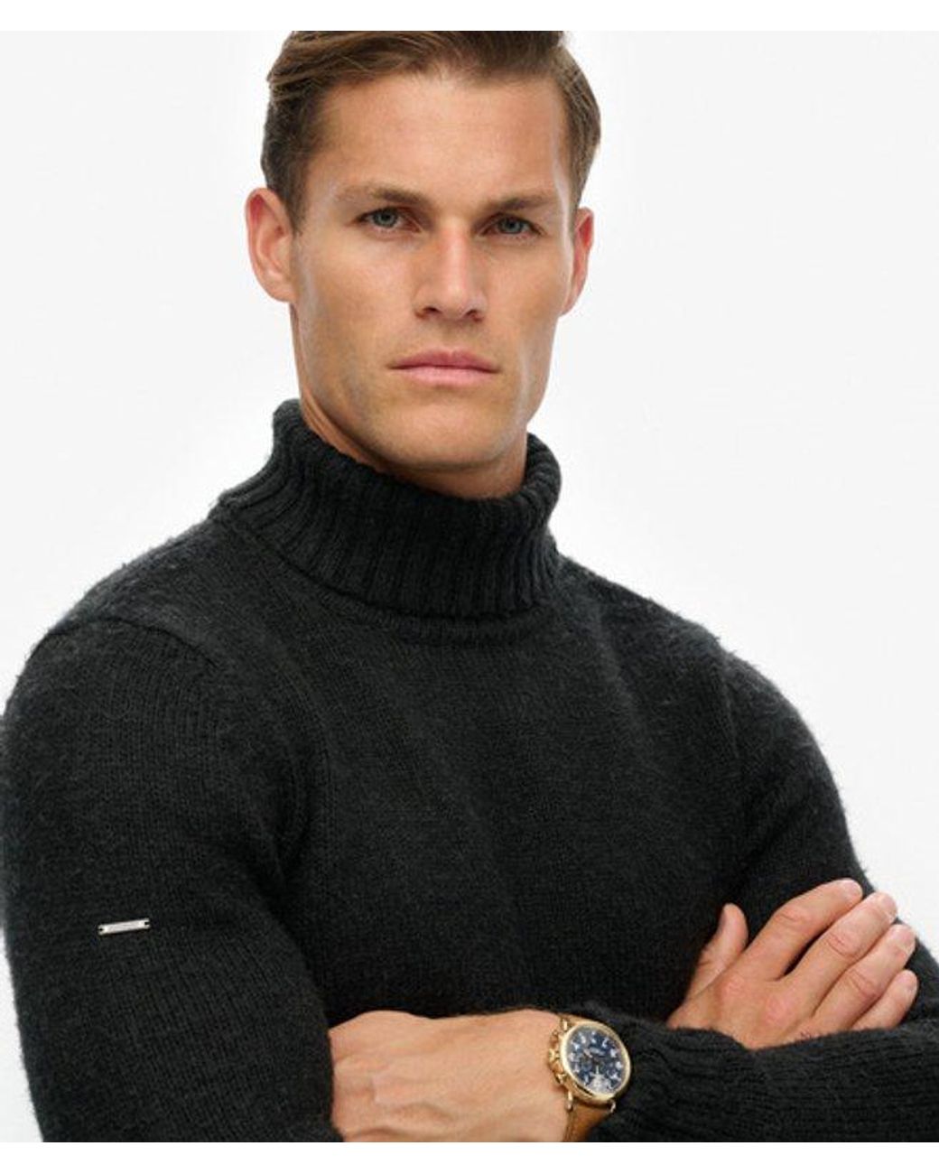 Pull brossé à col roulé Superdry pour homme en coloris Black