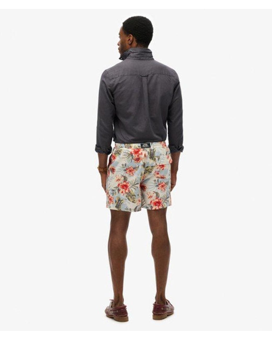 Superdry Red & Co Hawaiian Print 16-inch Swim Shorts for men