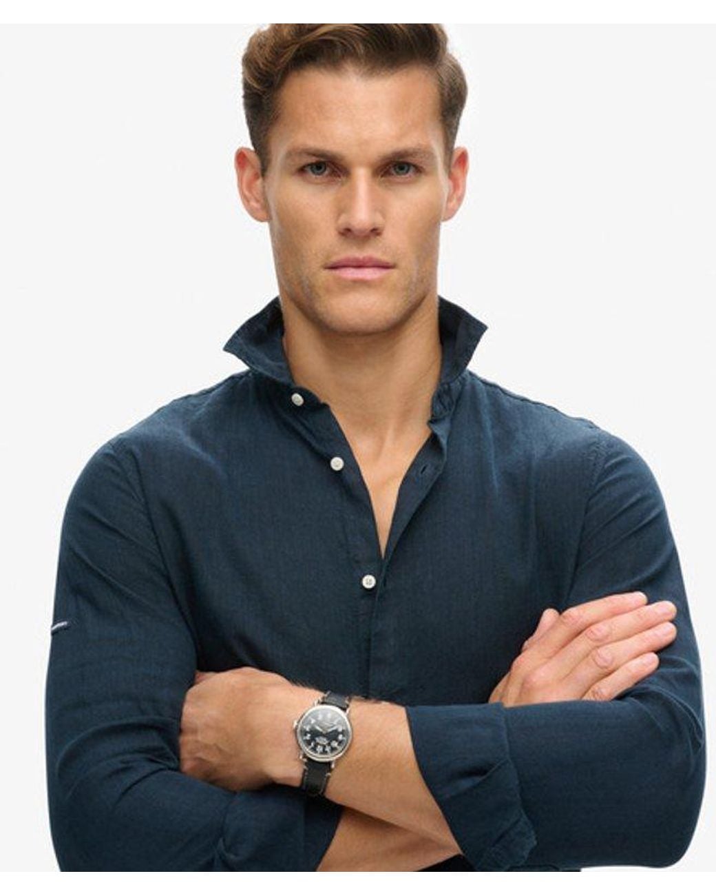 Superdry Blue & Co Casual Linen Long Sleeve Shirt for men