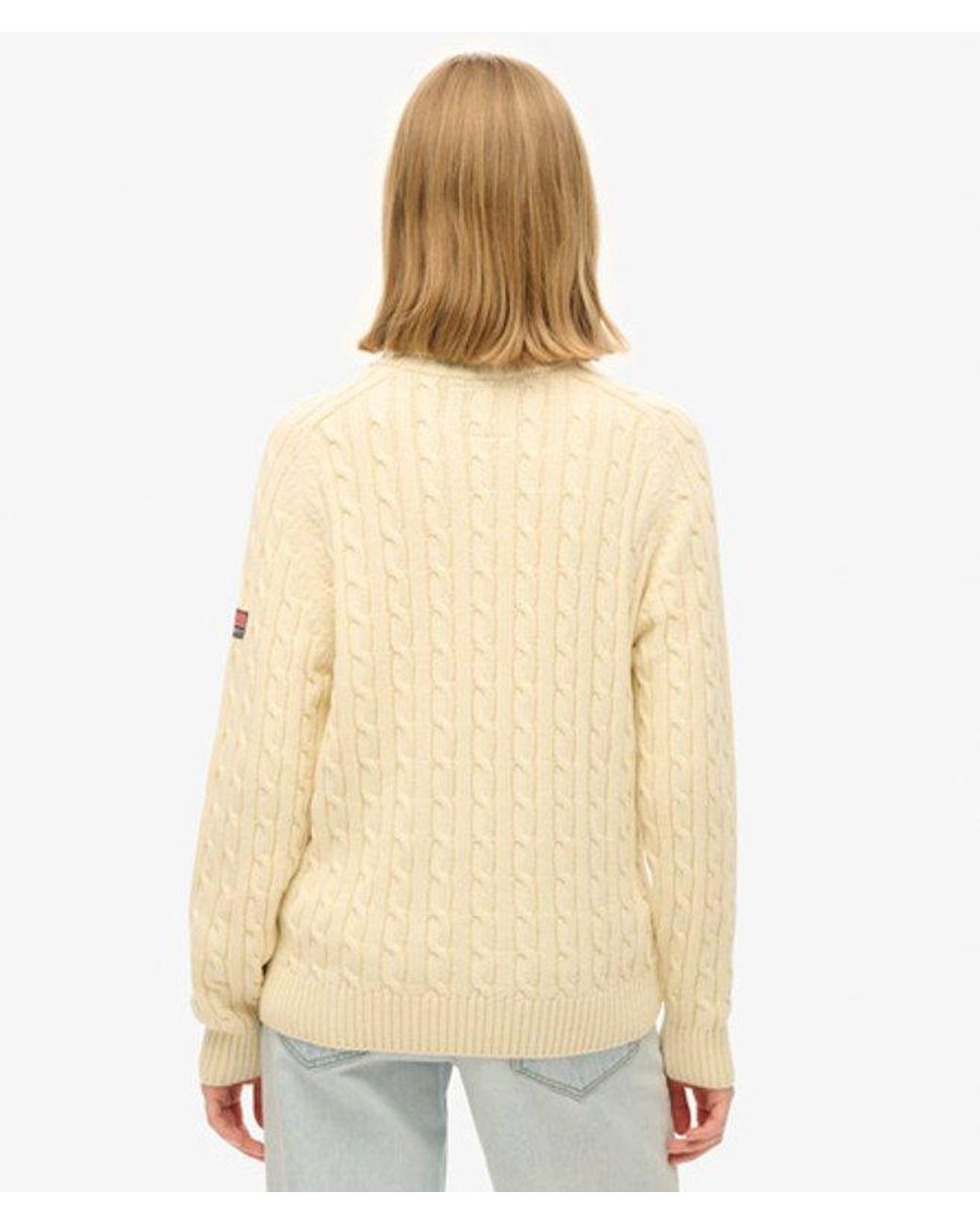 Pull ample torsadé à col roulé Superdry en coloris Natural