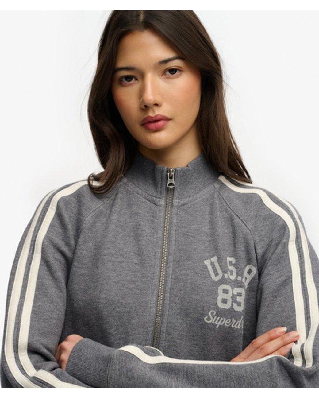 Superdry Athletic Essentials Trainingsjack Met Rits in het Gray