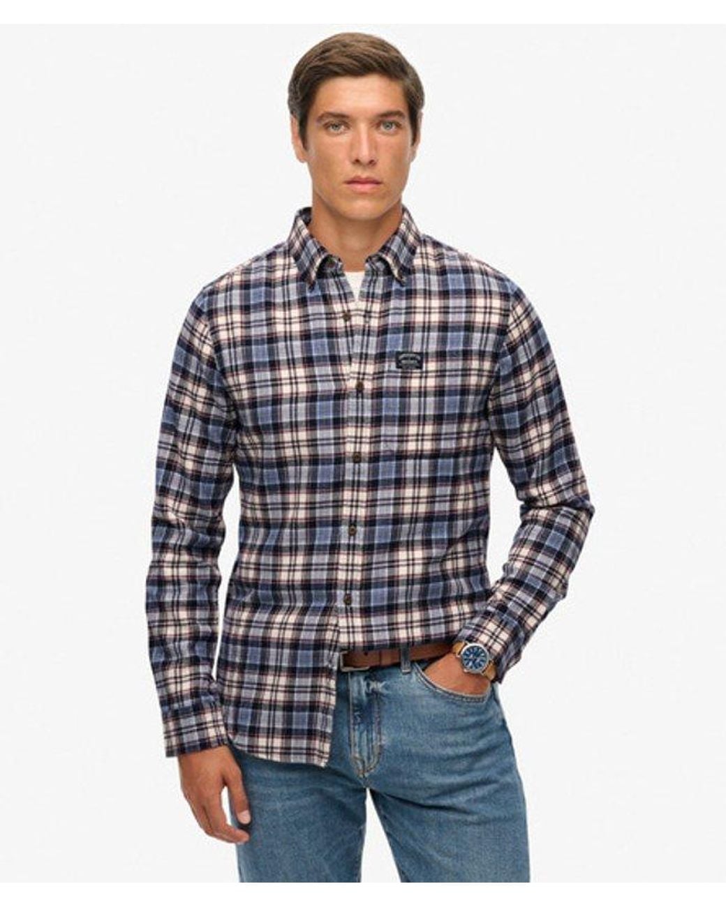 Superdry Blue & Co Long Sleeve Cotton Lumberjack Shirt for men