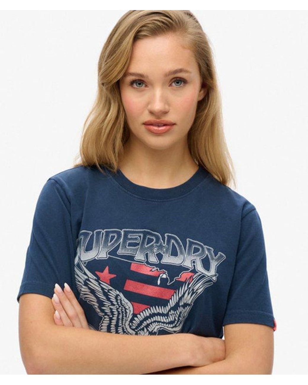 Superdry Blue Embellished Varsity Relaxed T-Shirt