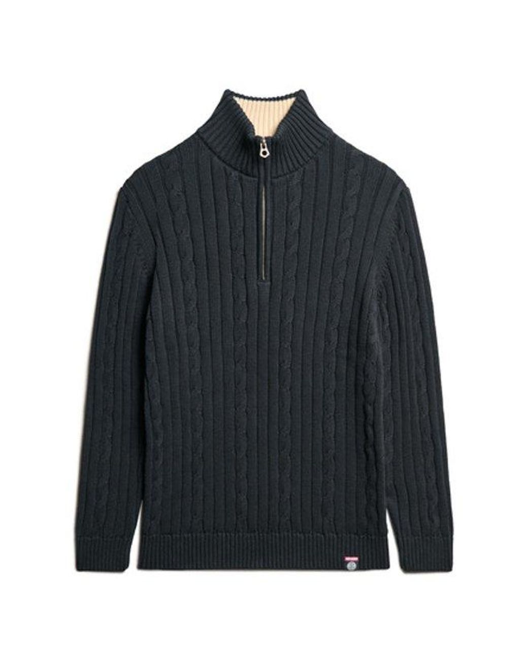 Superdry Blue & Co Knitted Rugby Henley Jumper