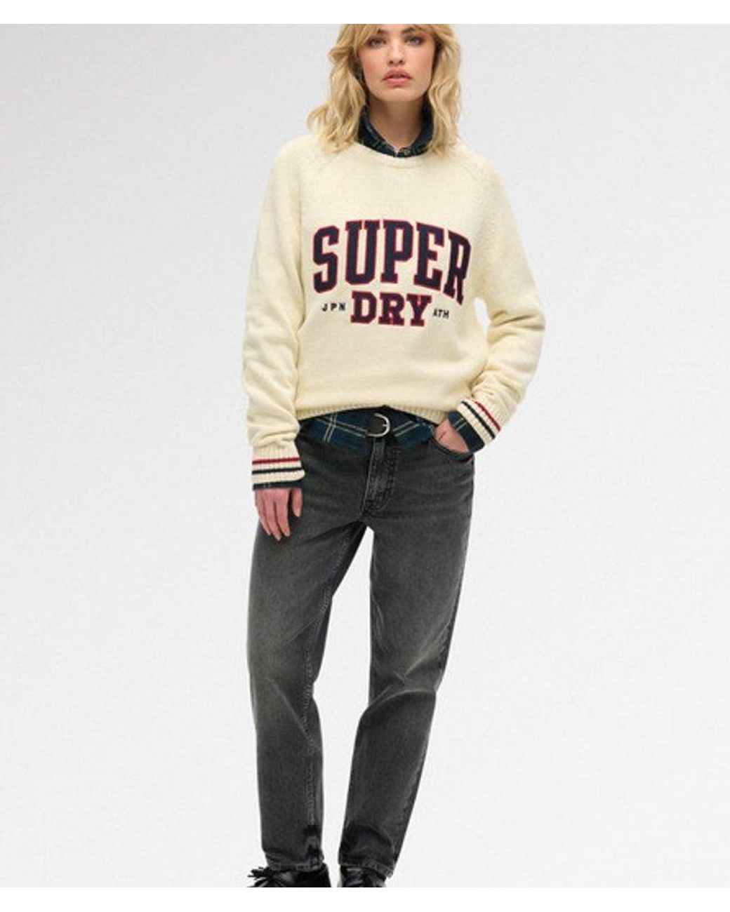 Superdry Natural & Co Slouchy Knitted Graphic Crew Jumper