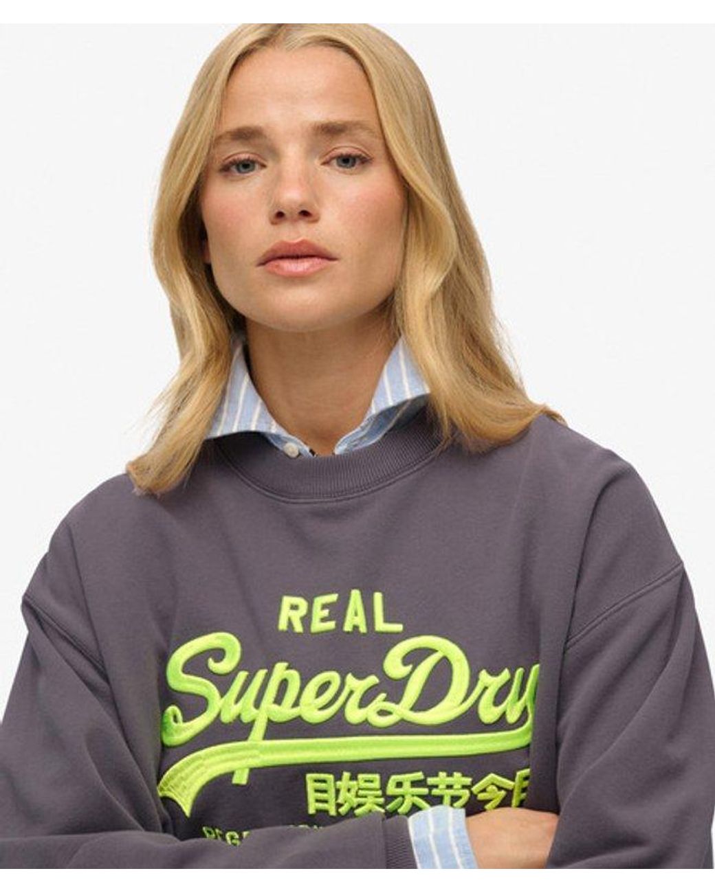 Superdry Gray & Co Vintage Logo Neon Loose Crew