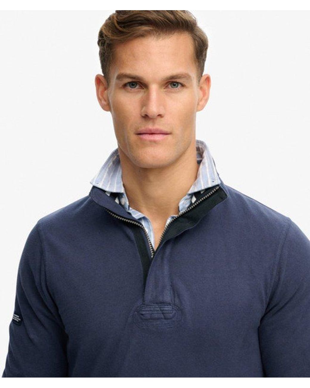 Superdry Blue & Co Cotton Classics Jersey Half Zip Sweatshirt for men