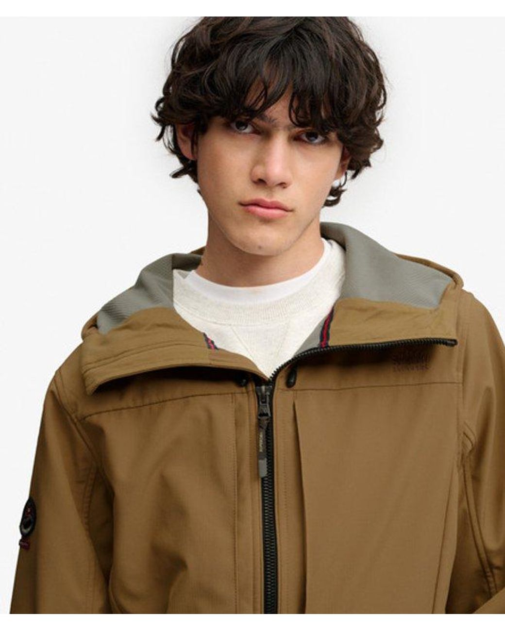 Superdry Brown & Co Hooded Softshell Trekker Jacket for men