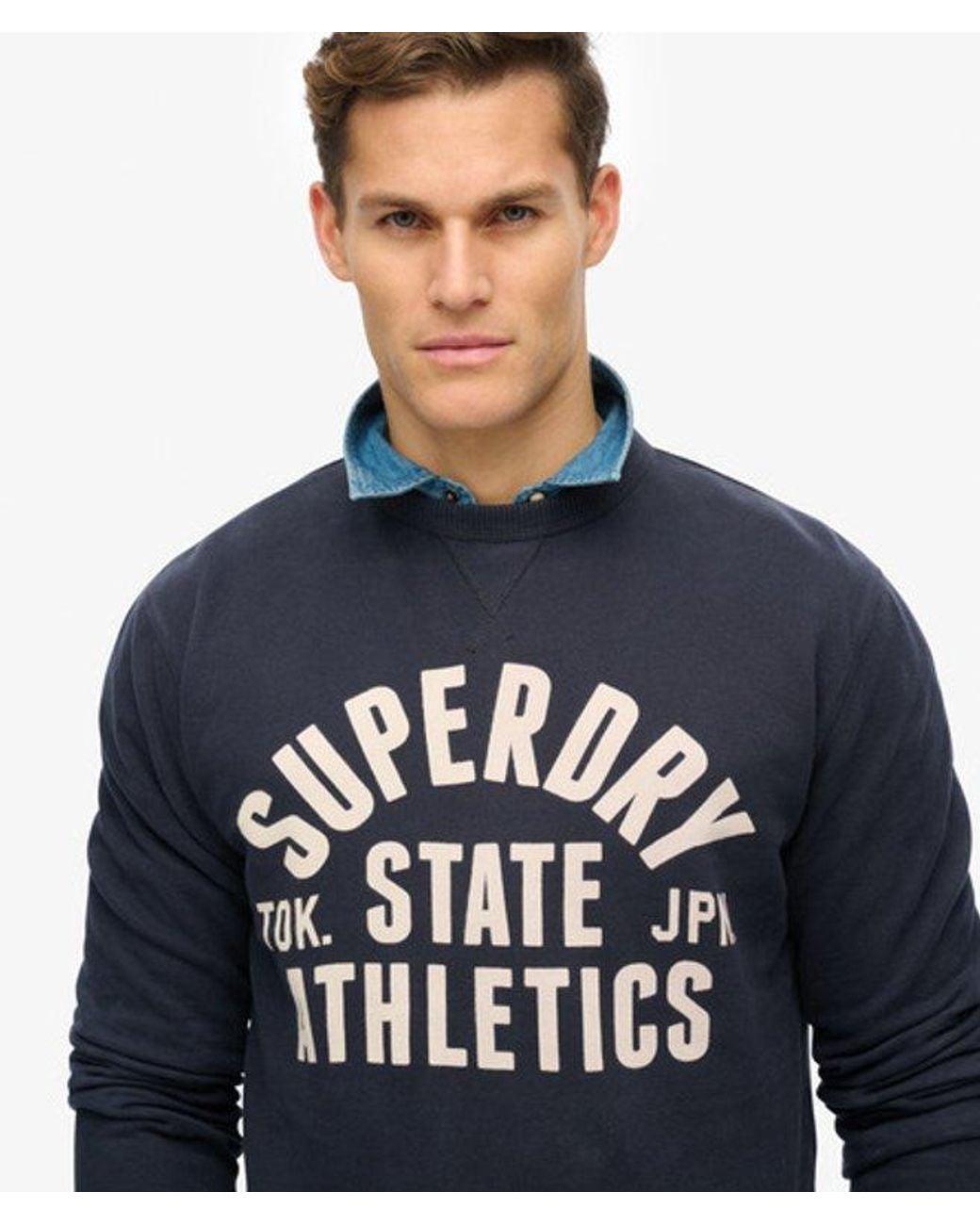 Superdry Blue Athletic Essential Loose Fit Hoodie for men
