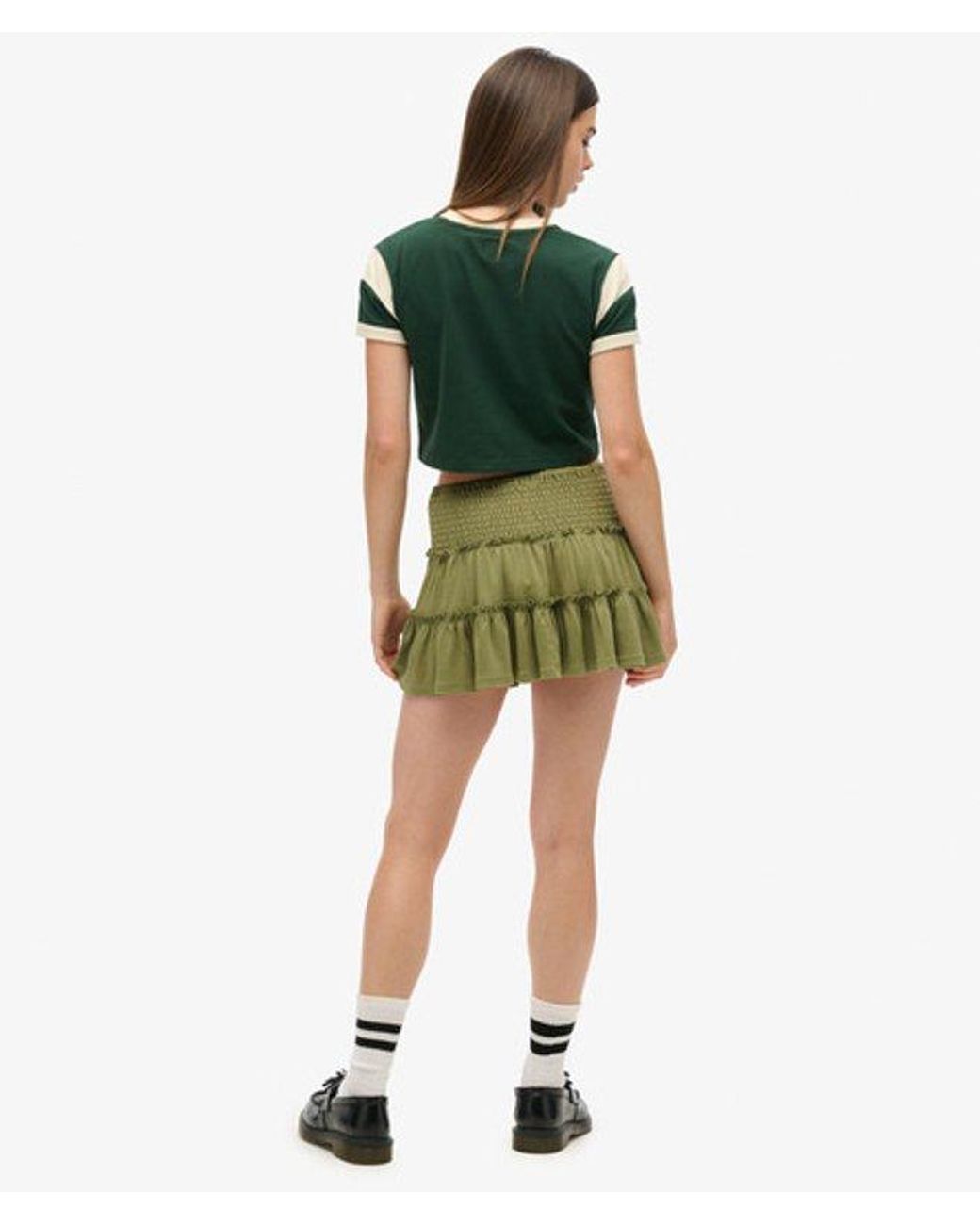 Superdry Green & Co Tiered Jersey Mini Skirt