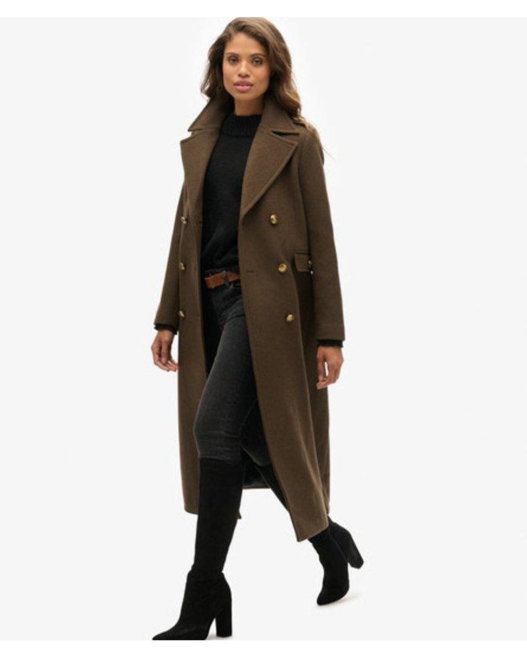Superdry Black & Co Slim Fit Double Breasted Coat
