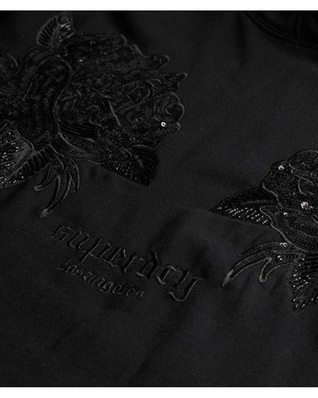 Superdry Black & Co Tattoo Embellished Oversized Hoodie