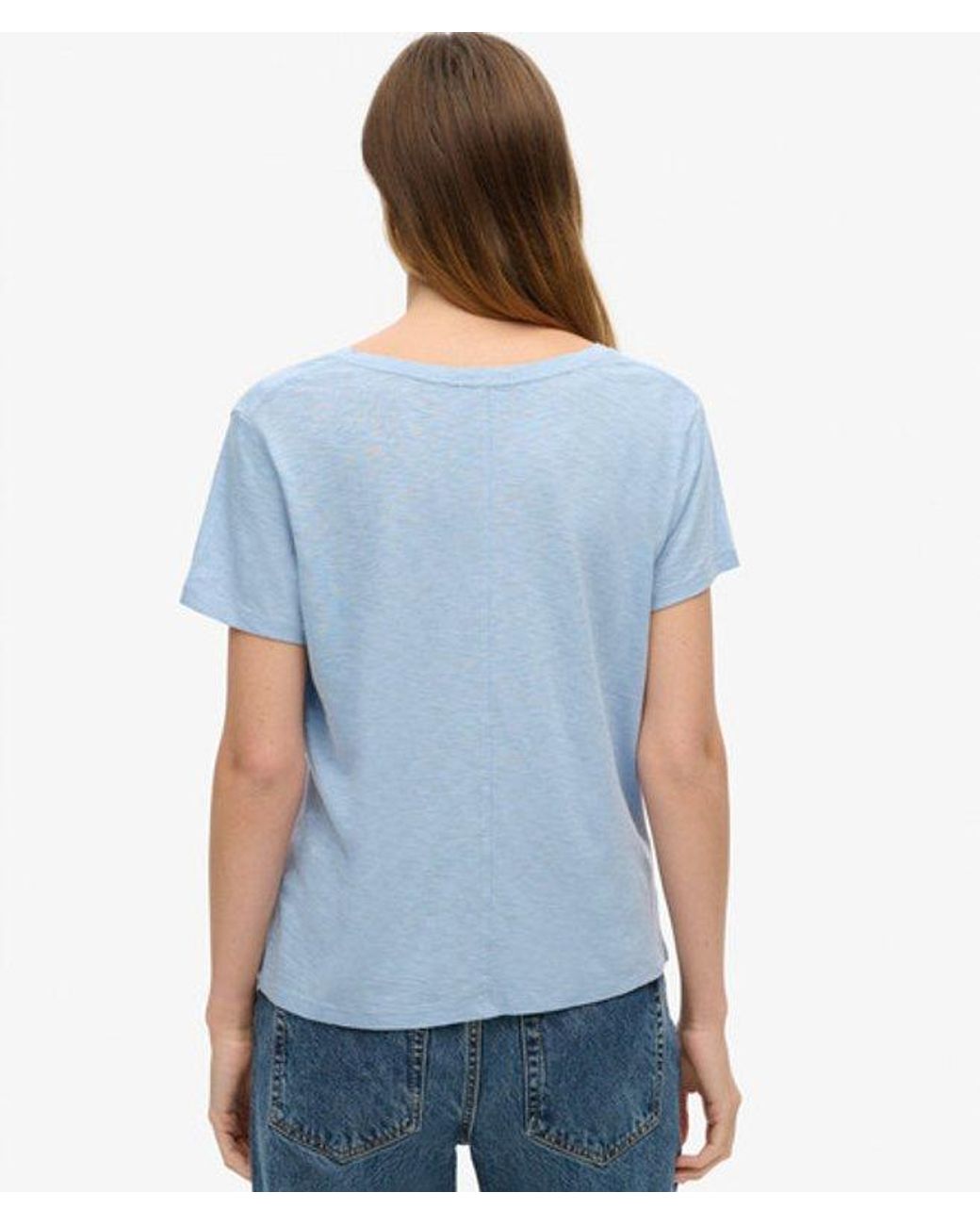 Superdry Blue & Co Slub Embroidered V-neck T-shirt