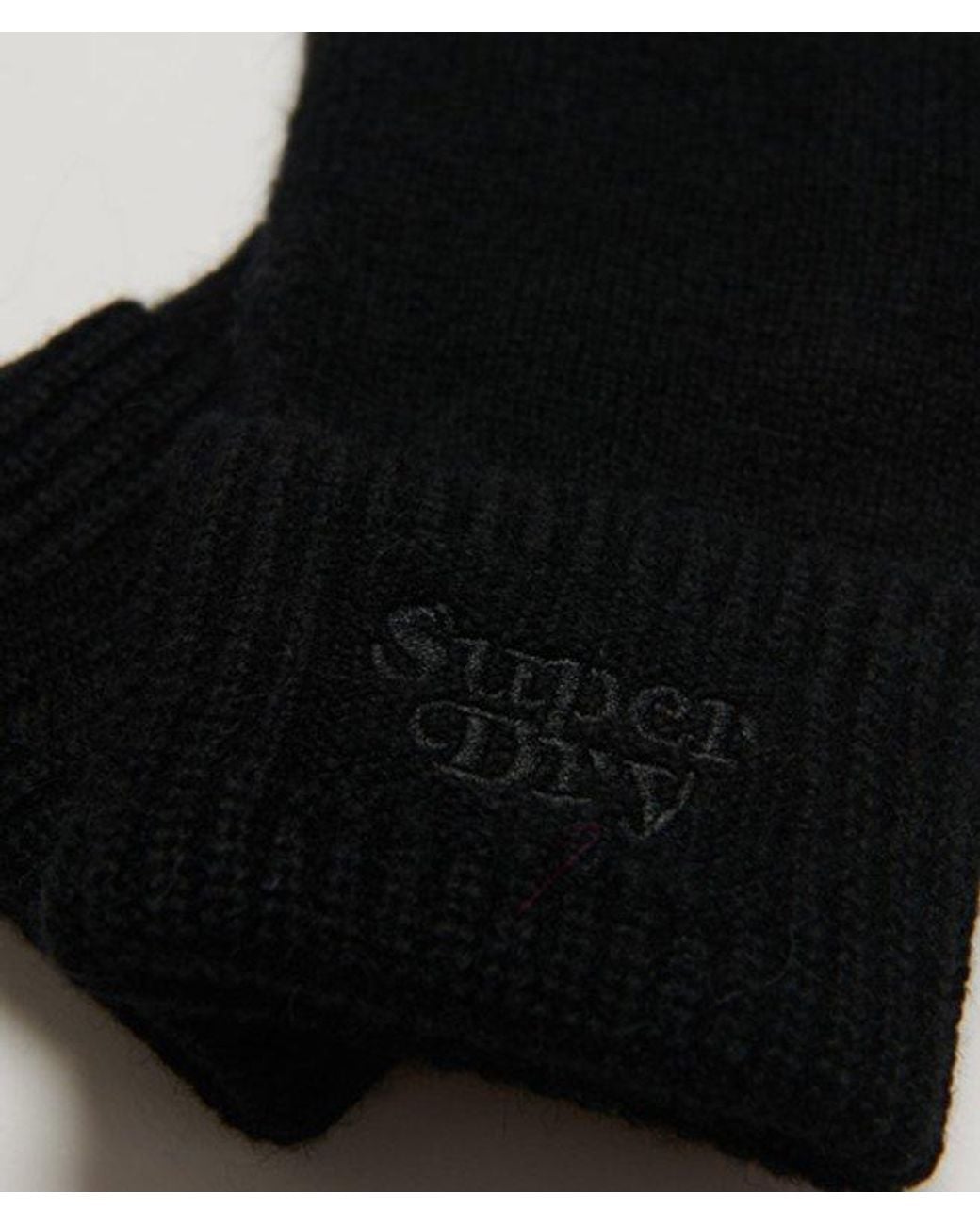 Superdry Black Ribbed Knitted Gloves
