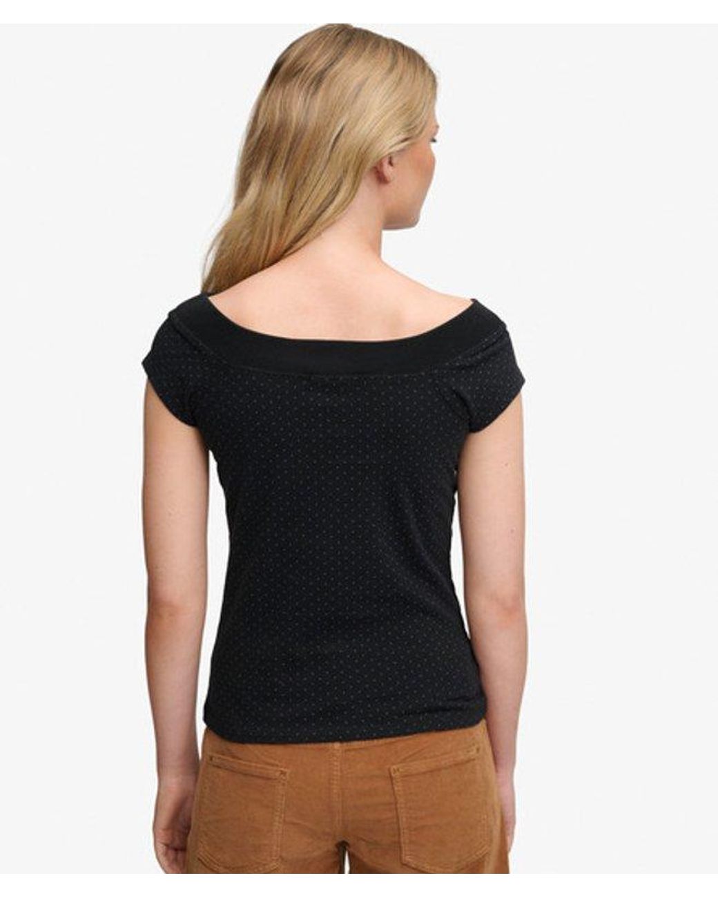 Superdry Blue & Co Athletic Off Shoulder Pattern Top