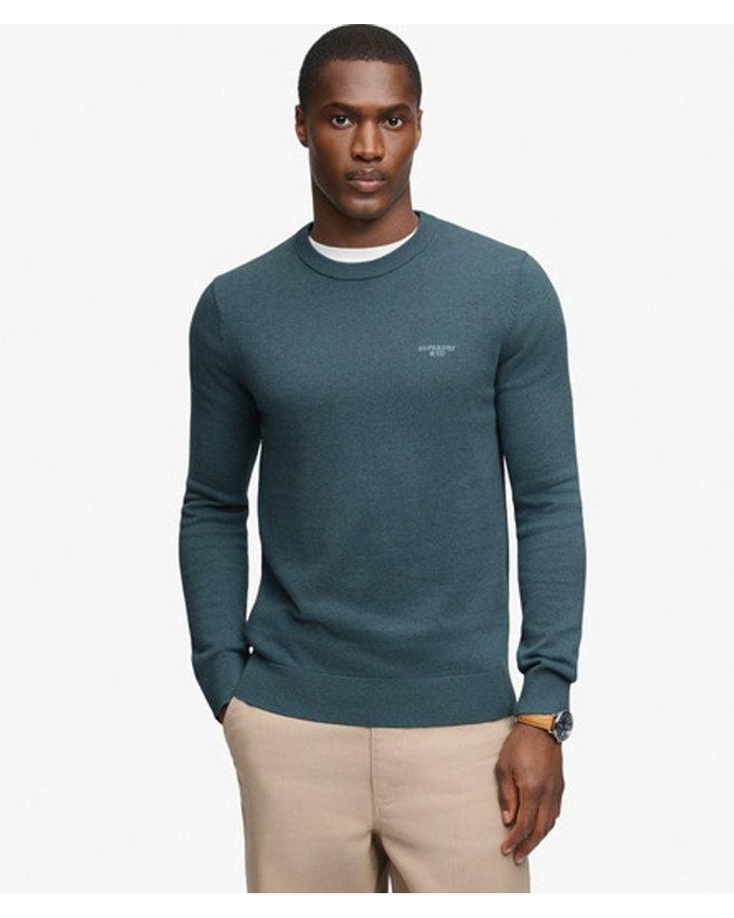Superdry Blue Prep Essential Cotton Jumper for men
