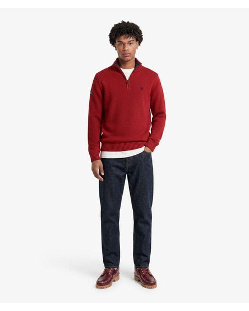 Superdry Red & Co Cotton Half Zip Knit Jumper for men