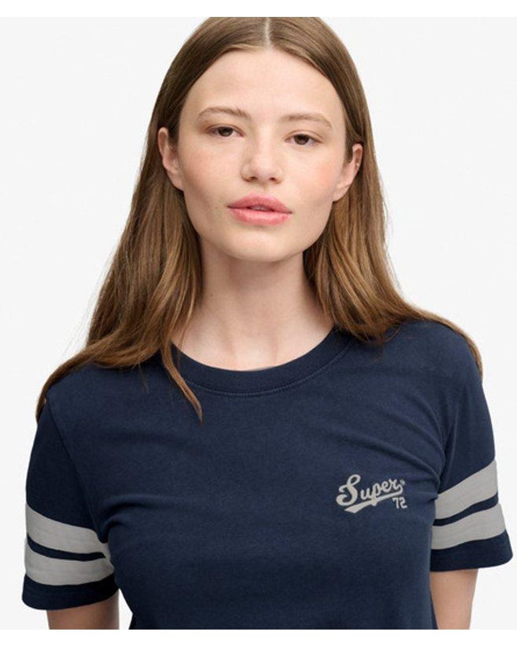 Superdry Blue & Co Varsity Script Stripe T-shirt