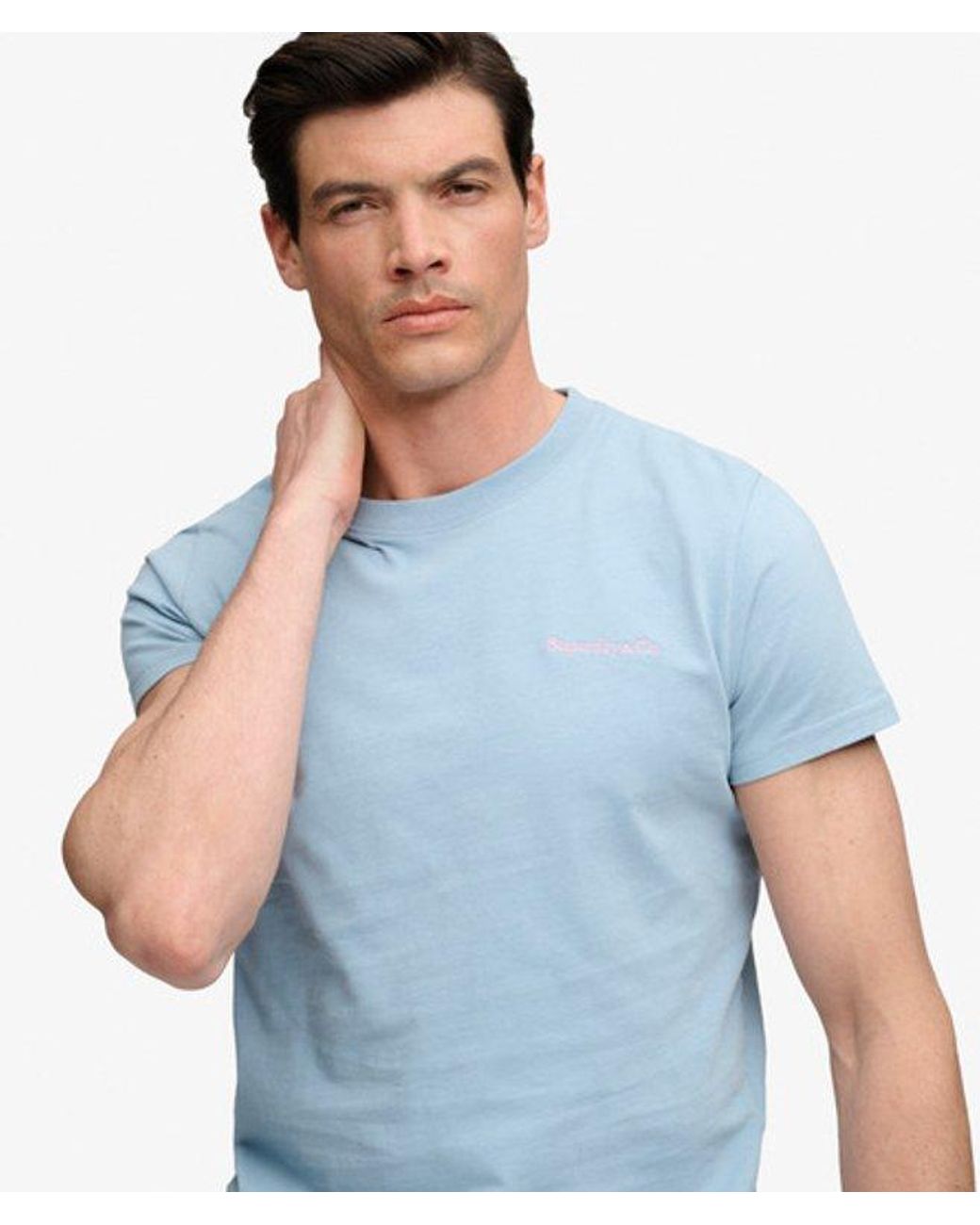 Superdry Blue & Co Essential Company Logo Embroidered T-shirt for men