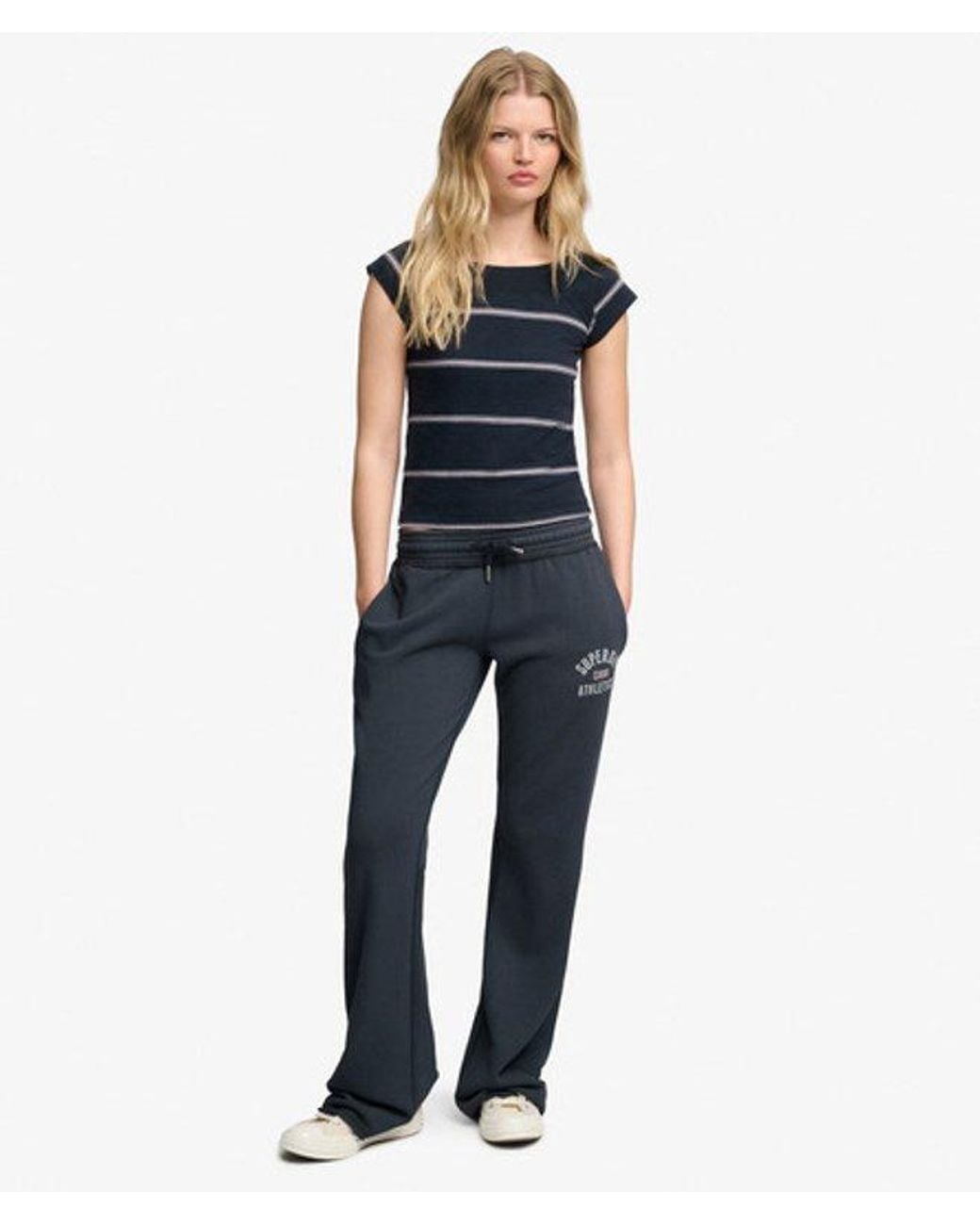 Superdry Black & Co Athletic Off Shoulder Pattern Top