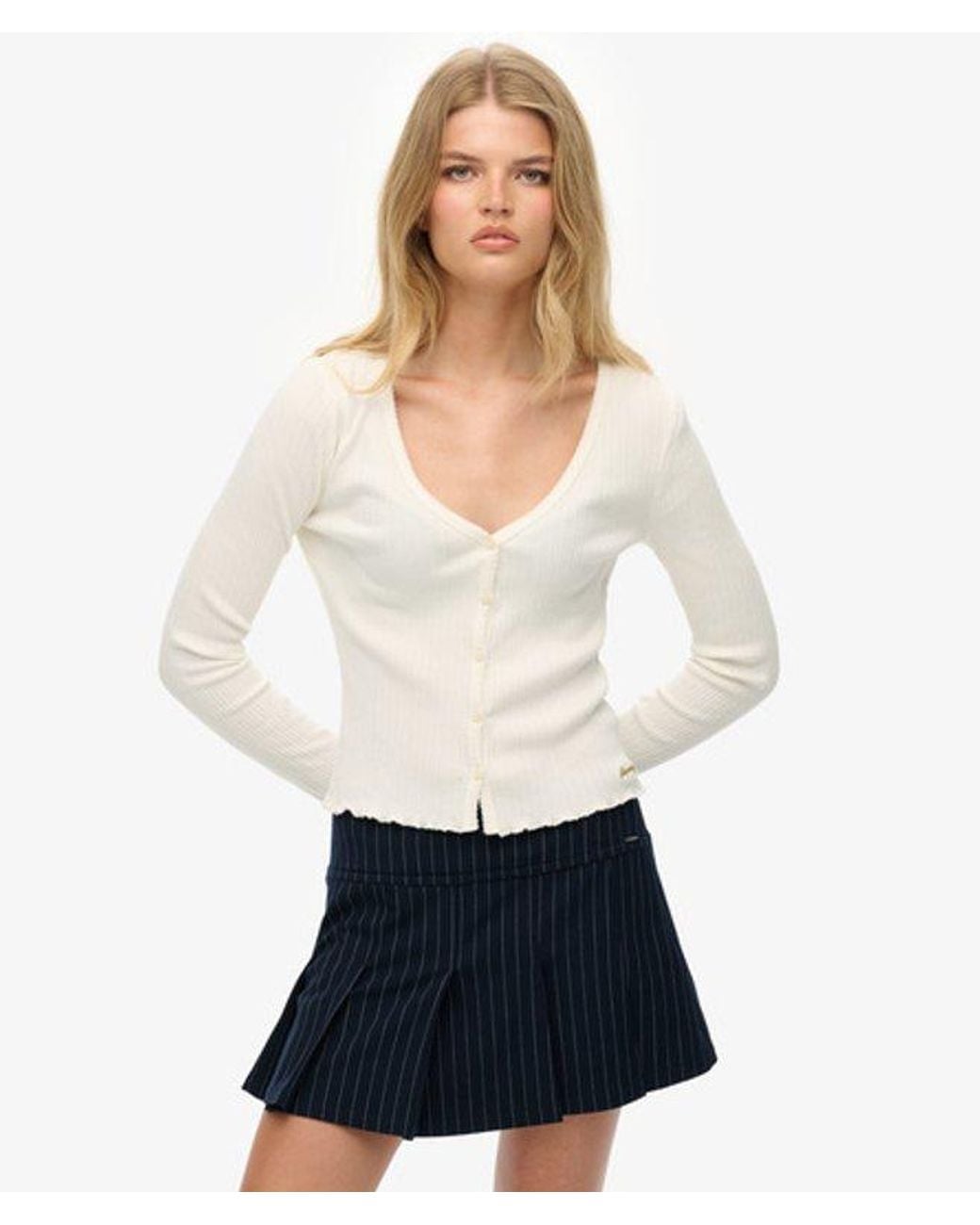 Superdry White & Co Essential Button Through Long Sleeve Top