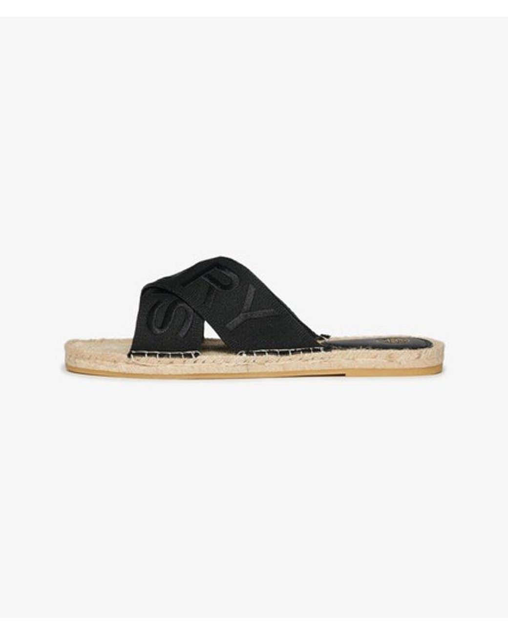 Superdry Black & Co Espadrille Cross Strap Sliders