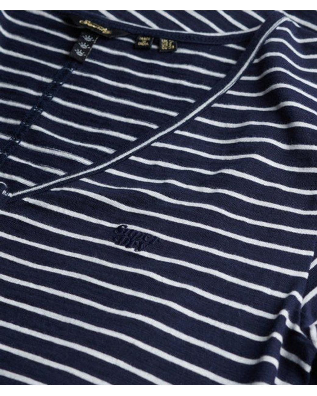 Superdry Blue Cotton Short Sleeve Button Through Jersey Midi Dress
