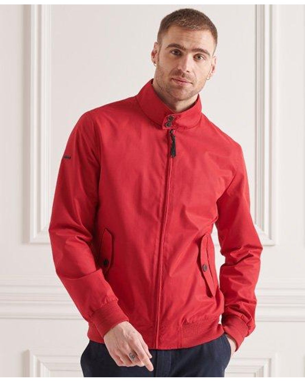 Superdry Iconic Harrington Jacket in Red for Men - Lyst