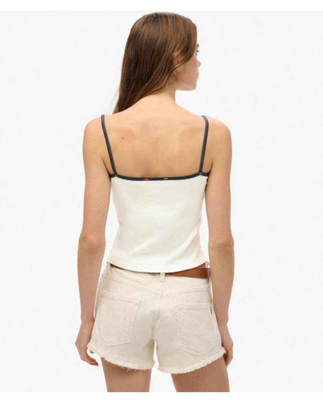 Superdry Athletic Essentials Cami Top Slanke Pasvorm in het White